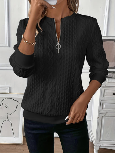 Minda | Women's Jumper with Zip and Cable Knit